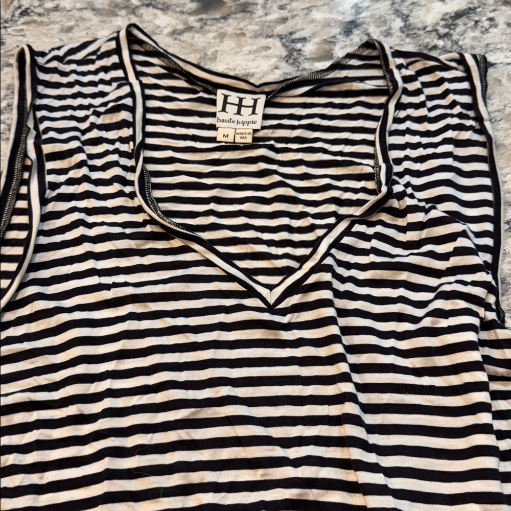 Haute Hippie Silk Modal Mixed Stripe Maxi Dress Black White Medium - Picture 8 of 11